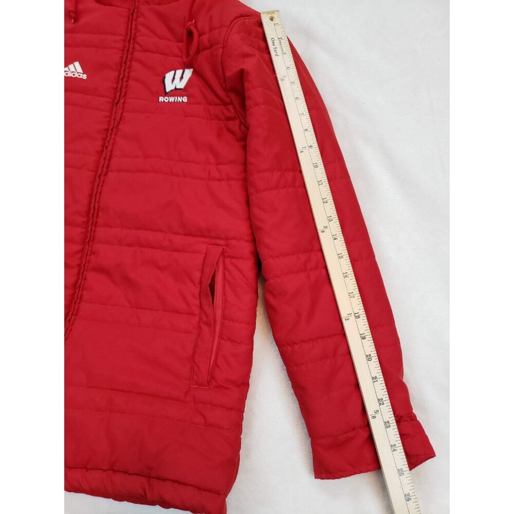 Adidas Women's XS Hooded Hiking Insulated Jacket Red Wisconsin Badger Nylon - Picture 4 of 12